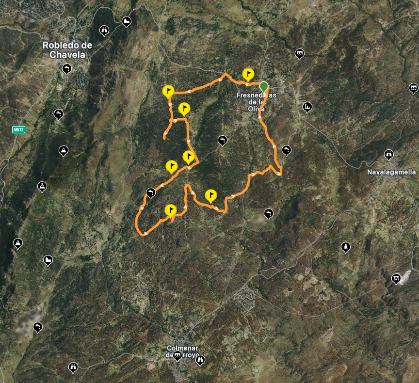 Mapa del recorrido Ruta Guiada Incendio Sierra Oeste, 21 km circular desde Fresnedillas de la Oliva